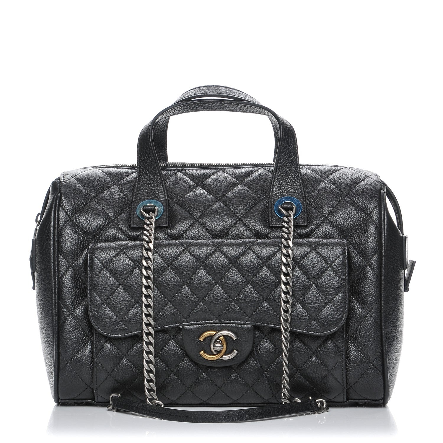 Chanel Calfskin Quilted Bowling Bag Black 1 of 8