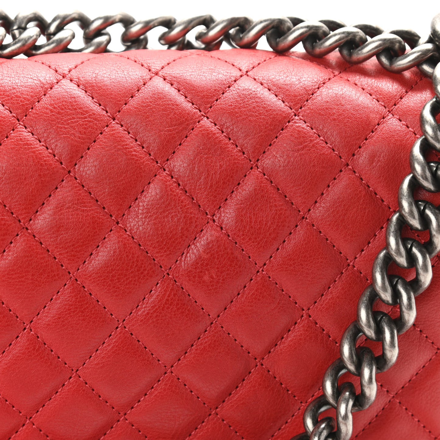Calfskin Quilted Medium Boy Flap Red