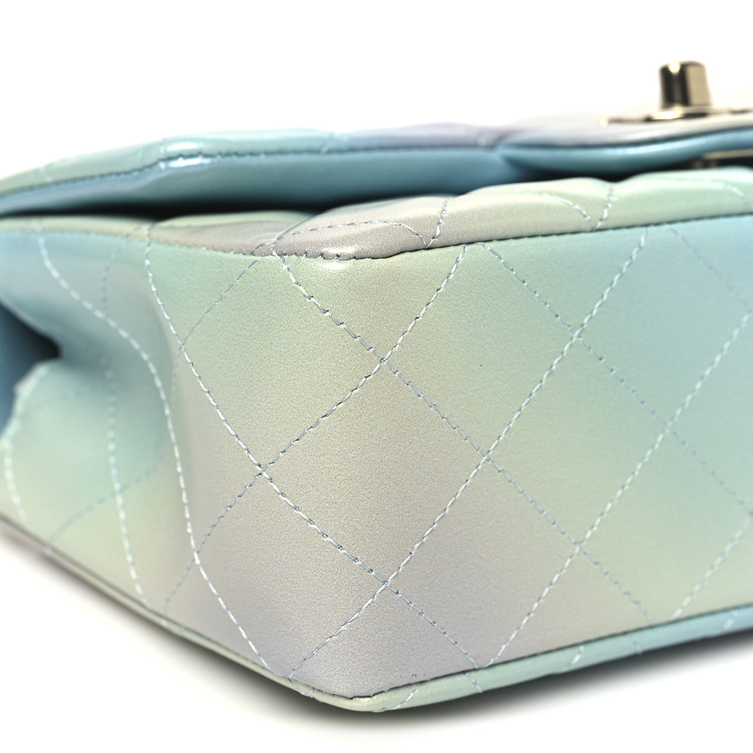 Chanel Lambskin Quilted Tie Dye Ombre Mini Rectangular Flap Blue Multicolor 9 of 11