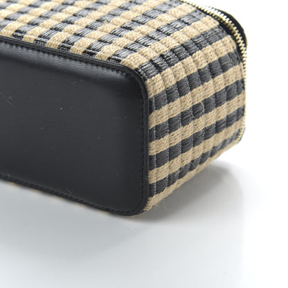 Chanel Raffia Jute Striped Small Vanity Case With Chain Black Beige 7 of 11
