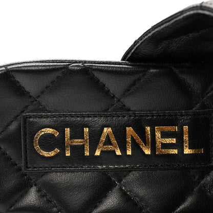 Chanel Shiny Goatskin Cork CC Wedge Sandals 37.5 Black 7 of 11