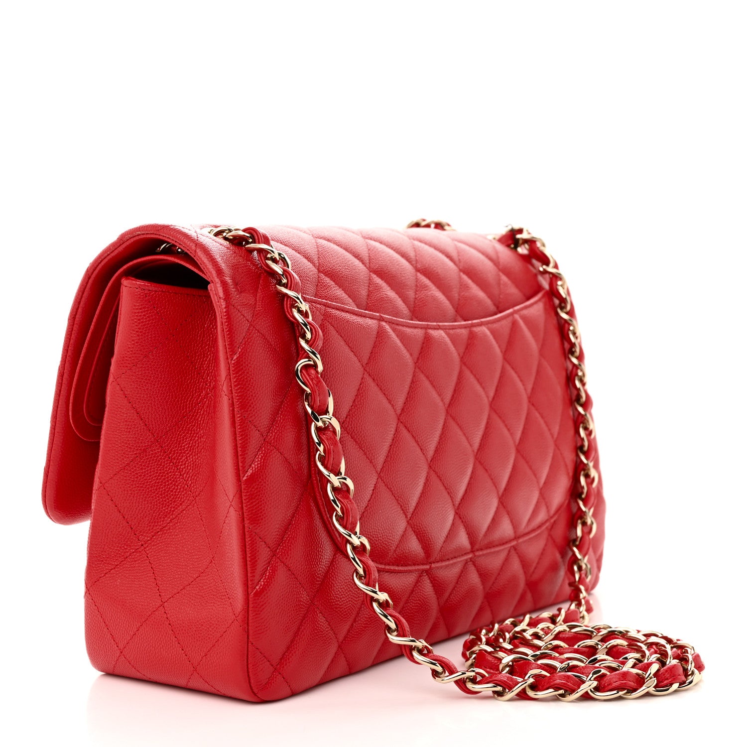 Chanel Caviar Quilted Jumbo Double Flap Red 3 of 10