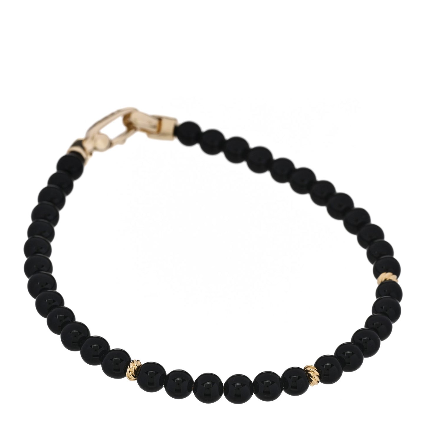 18K Yellow Gold Black Onyx 4mm Bijoux Spiritual Beads Bracelet