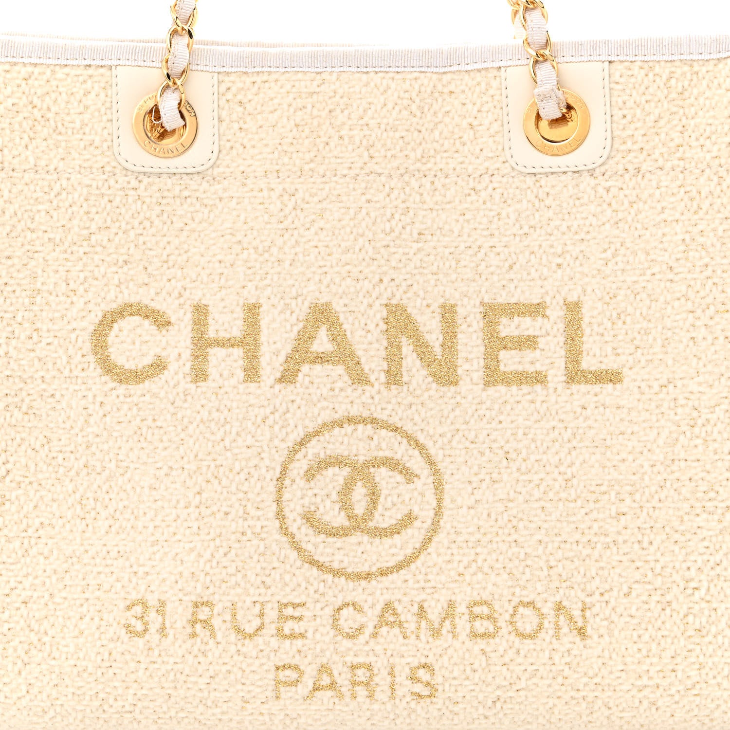 Chanel Lurex Boucle Small Deauville Tote Ivory 8 of 14