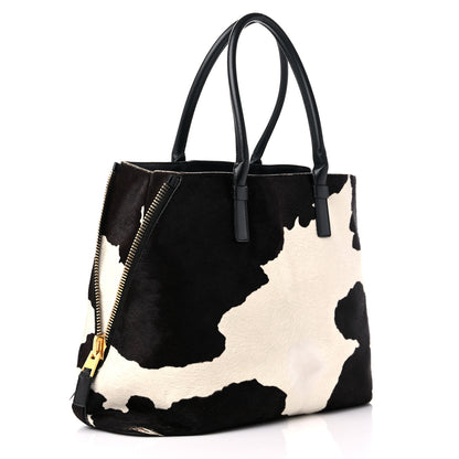 Tom Ford Calf Hair Medium Jennifer Trapeze Tote Brown White 3 of 17
