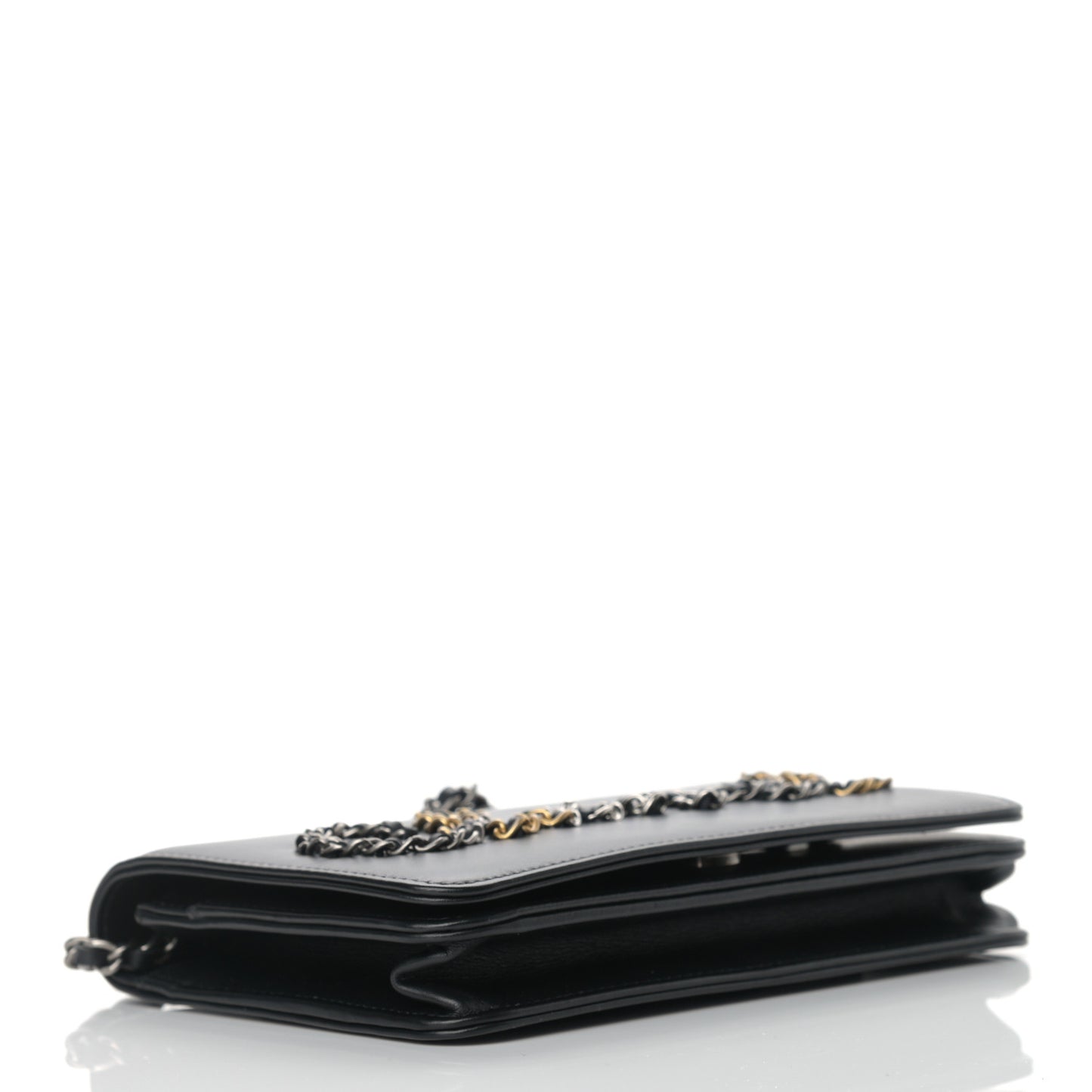 Calfskin Chain 20s Signe Wallet on Chain WOC Black