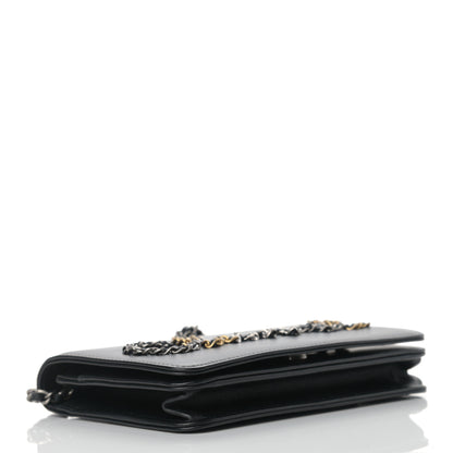 Chanel Calfskin Chain 20s Signe Wallet on Chain WOC Black 3 of 11