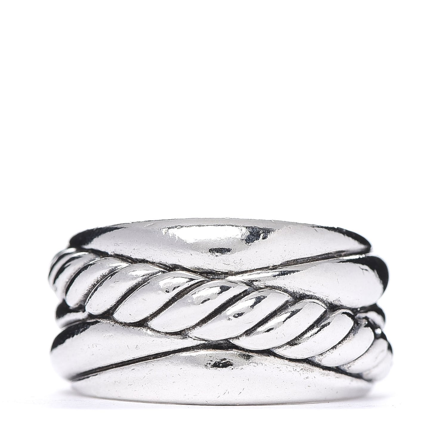 Sterling Silver 12mm Crossover Cable Ring 51 5.75