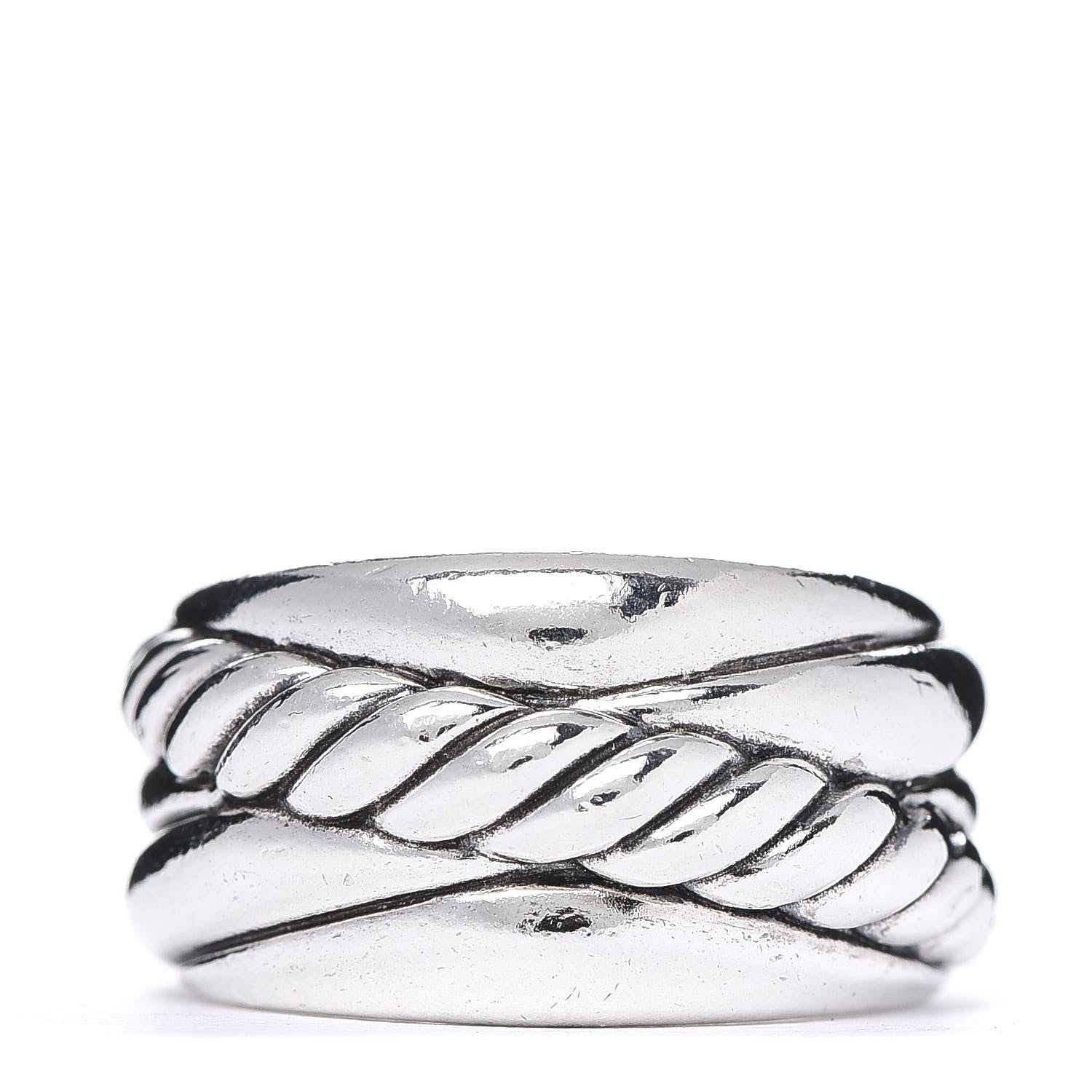 David Yurman Sterling Silver 12mm Crossover Cable Ring 51 5.75 1 of 4