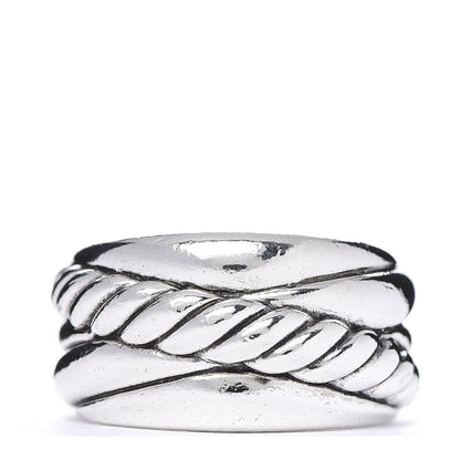 David Yurman Sterling Silver 12mm Crossover Cable Ring 51 5.75 1 of 4