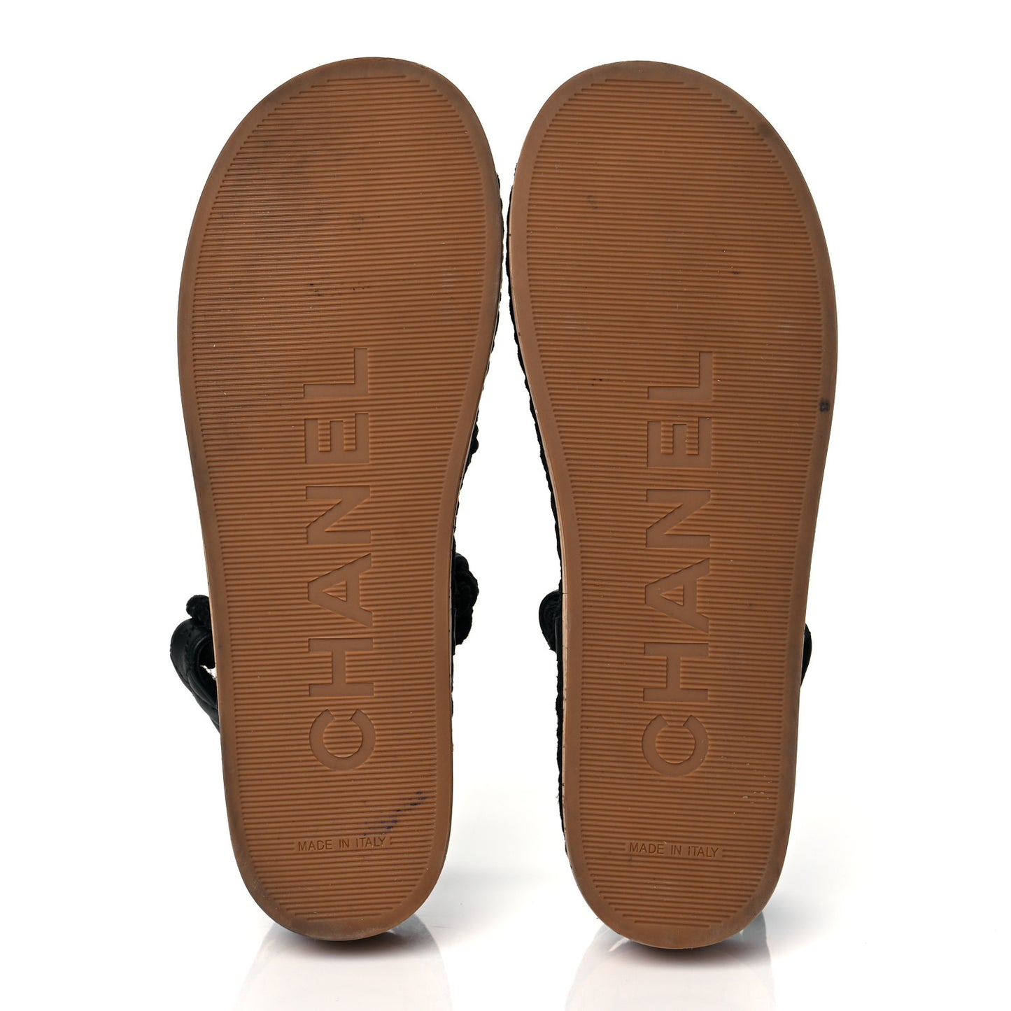Cord Lambskin Quilted Logo Sandals 41 Black