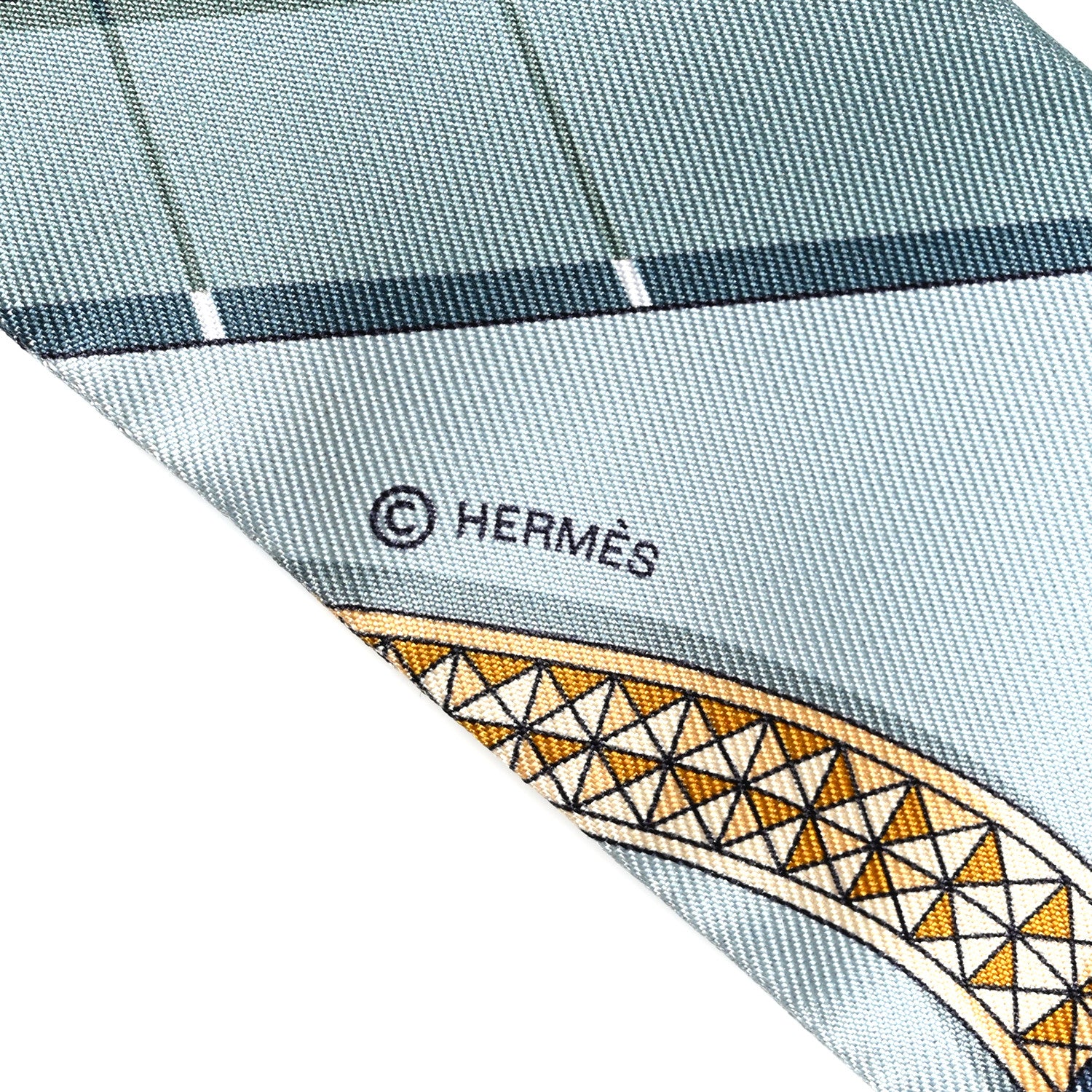 Hermes Silk Grand Apparat Twilly Argile Clair Orange Jaune 4 of 4