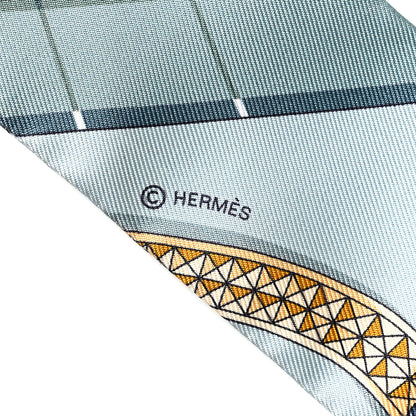 Hermes Silk Grand Apparat Twilly Argile Clair Orange Jaune 4 of 4