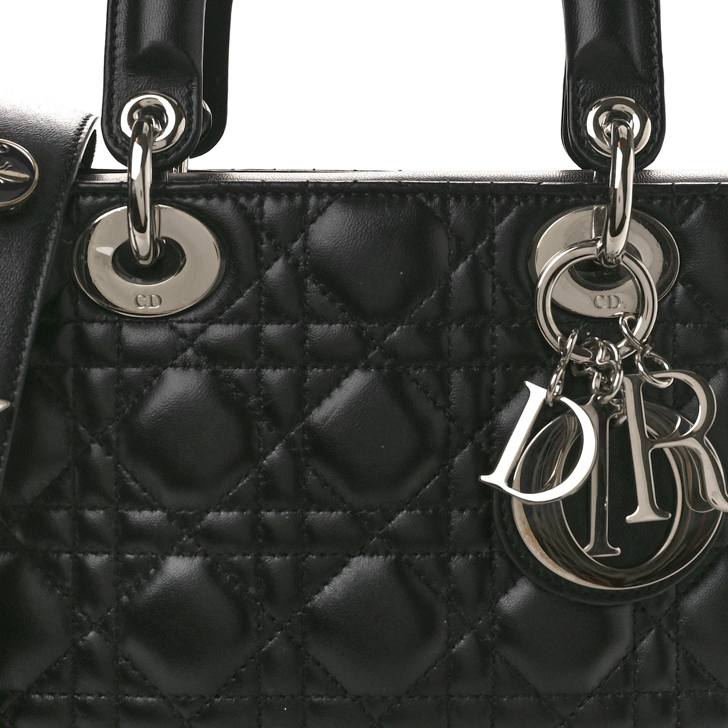 Lambskin Cannage Small Lucky Badges My Lady Dior Black