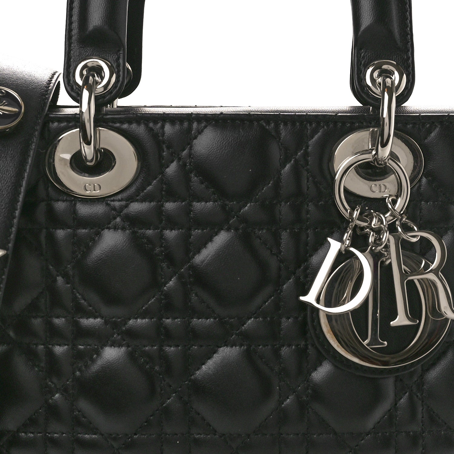 Christian Dior Lambskin Cannage Small Lucky Badges My Lady Dior Black 8 of 11