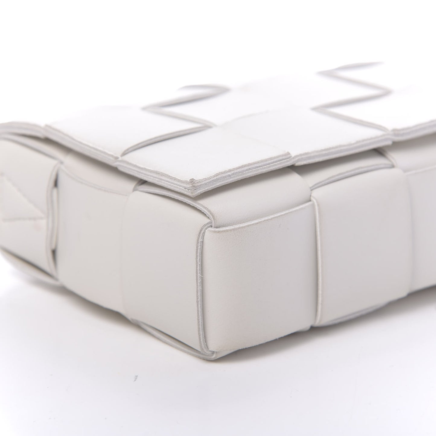 Lambskin Maxi Intrecciato Cassette Crossbody Bag White