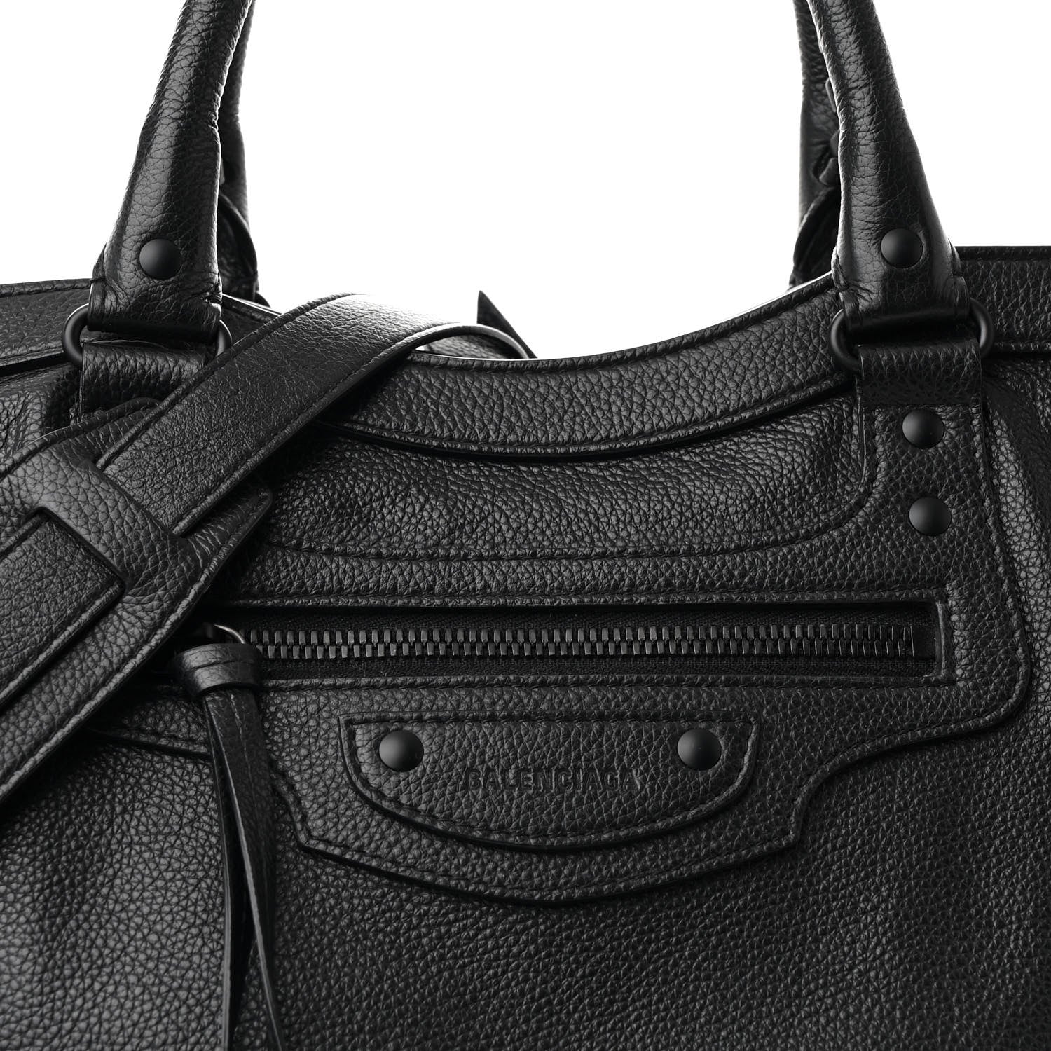 Balenciaga Grained Calfskin Neo Classic Black Hardware Large Top Handle Bag Black 8 of 14
