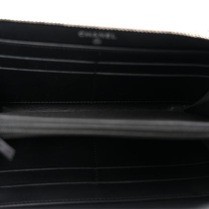 Chanel Patent Chevron Quilted CC Zip Around Wallet Black 10 of 18