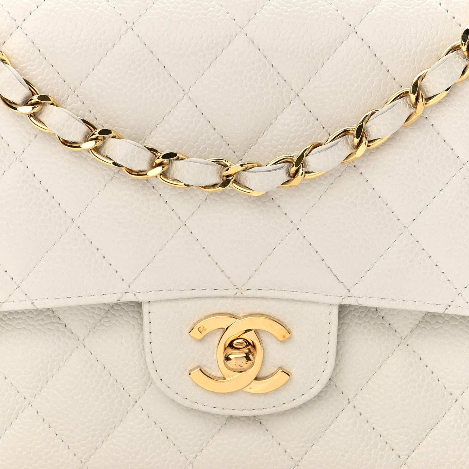 Chanel Caviar Quilted Medium Double Flap White 8 of 11