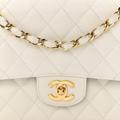 Chanel Caviar Quilted Medium Double Flap White 8 of 11
