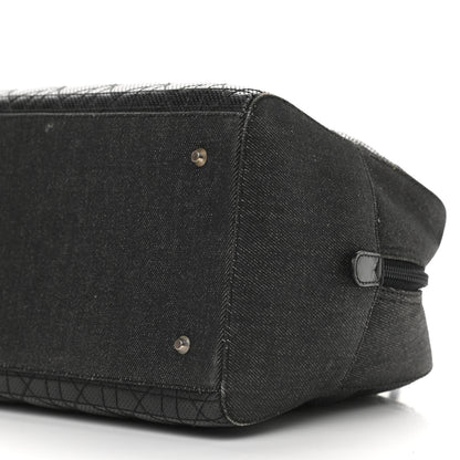 Christian Dior Denim Patent Perforated Cannage Satchel Black 9 of 14