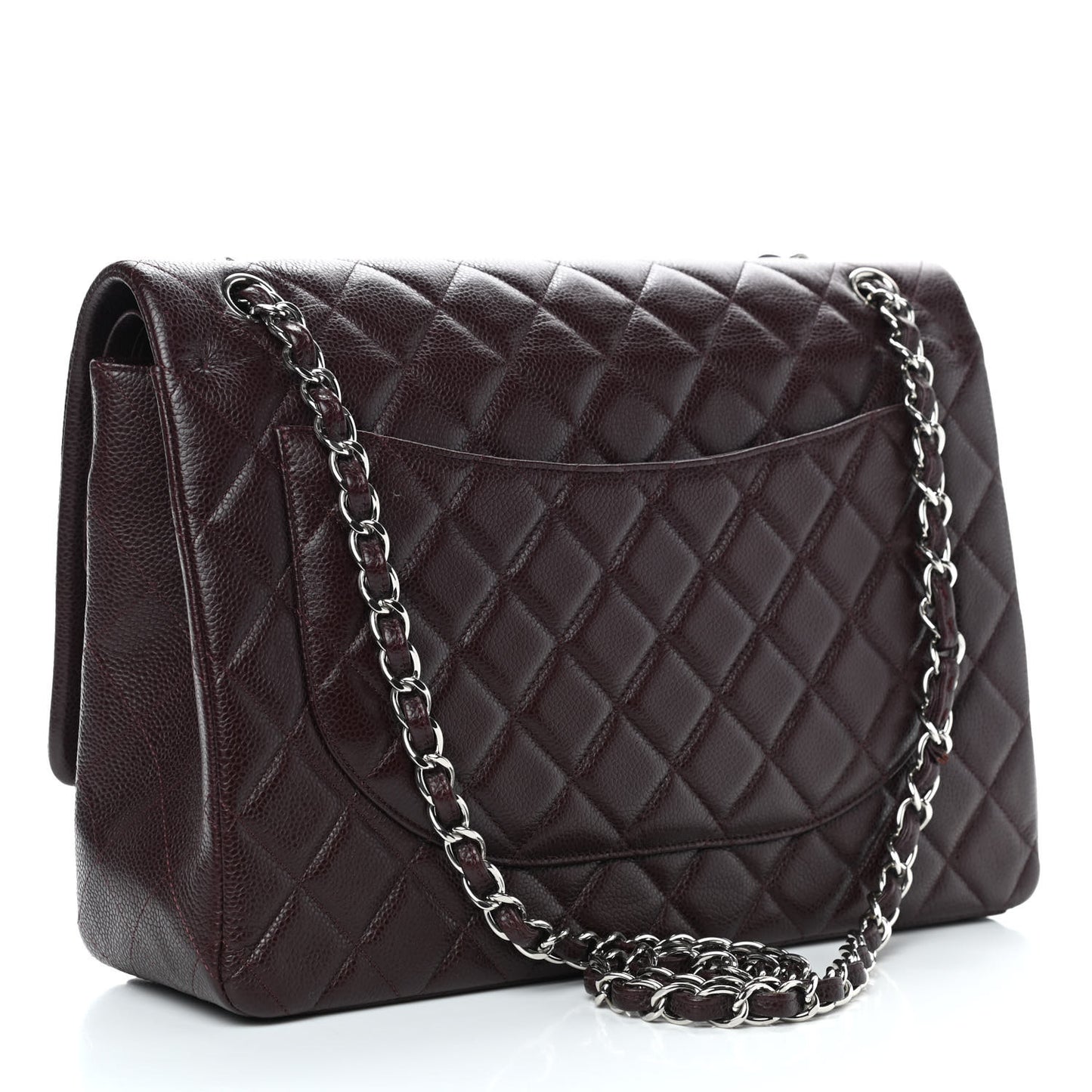 Caviar Quilted Maxi Double Flap Dark Purple