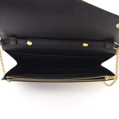 Celine Lambskin Large Diagonal Flap On Chain Black White 5 of 9