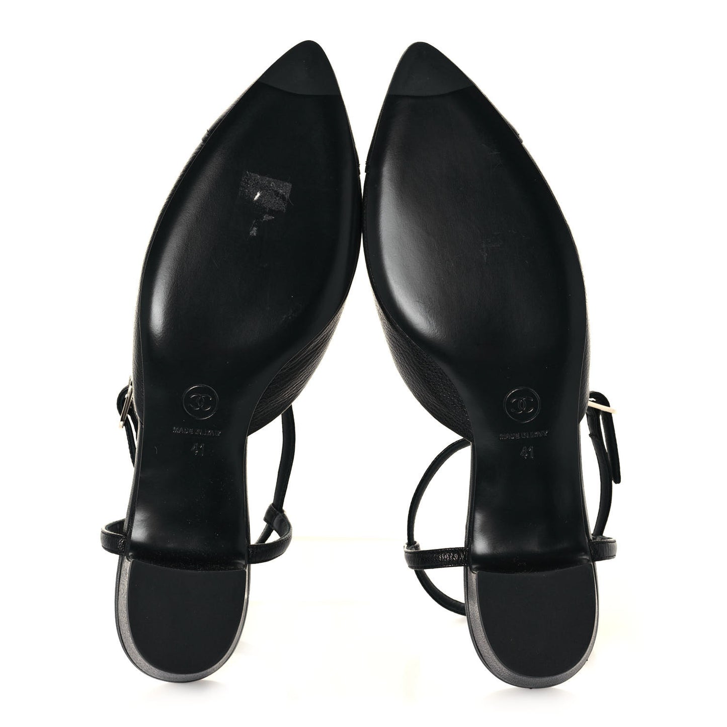 Goatskin Cap Toe T Strap Flats 41 Black