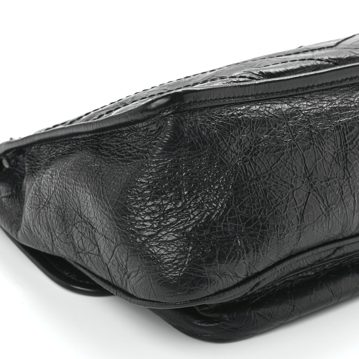 Crinkled Calfskin Matelasse Monogram Medium Niki Chain Satchel Black