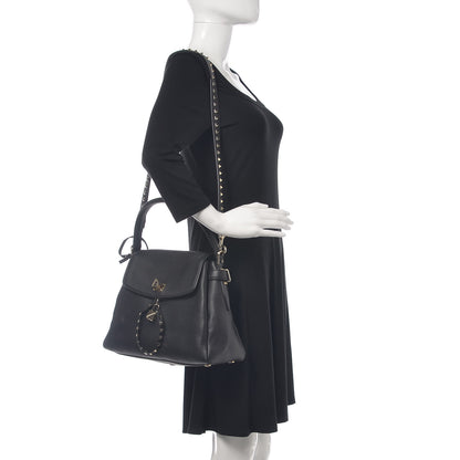 Valentino Garavani Grained Lagun Calfskin Rockstud Twiny Top Handle Bag Black 2 of 9