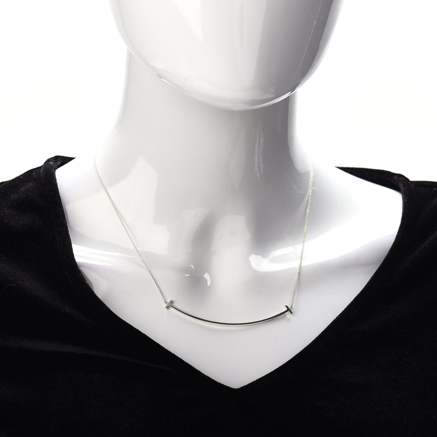 Sterling Silver Large T Smile Pendant Necklace