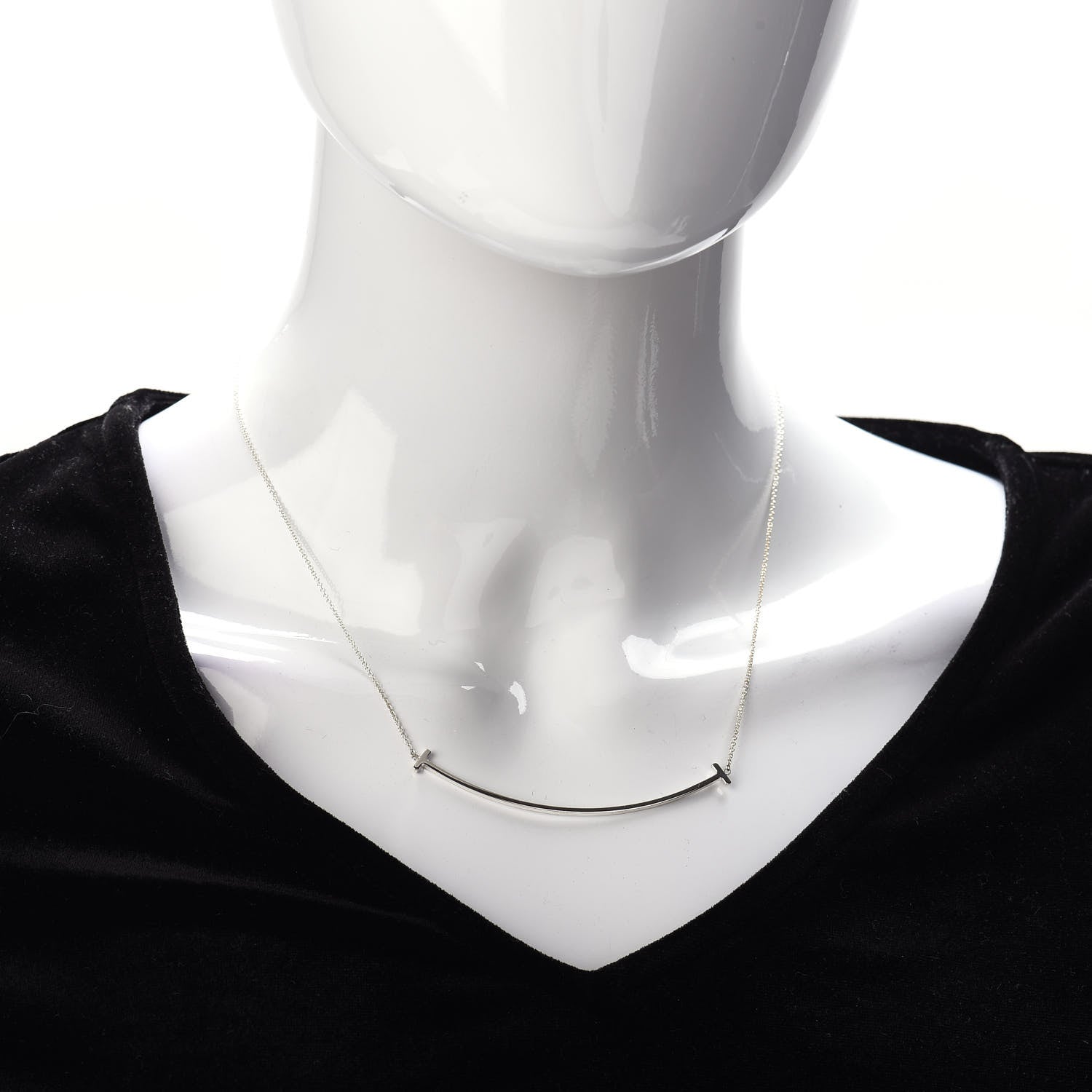 Tiffany Sterling Silver Large T Smile Pendant Necklace 2 of 4