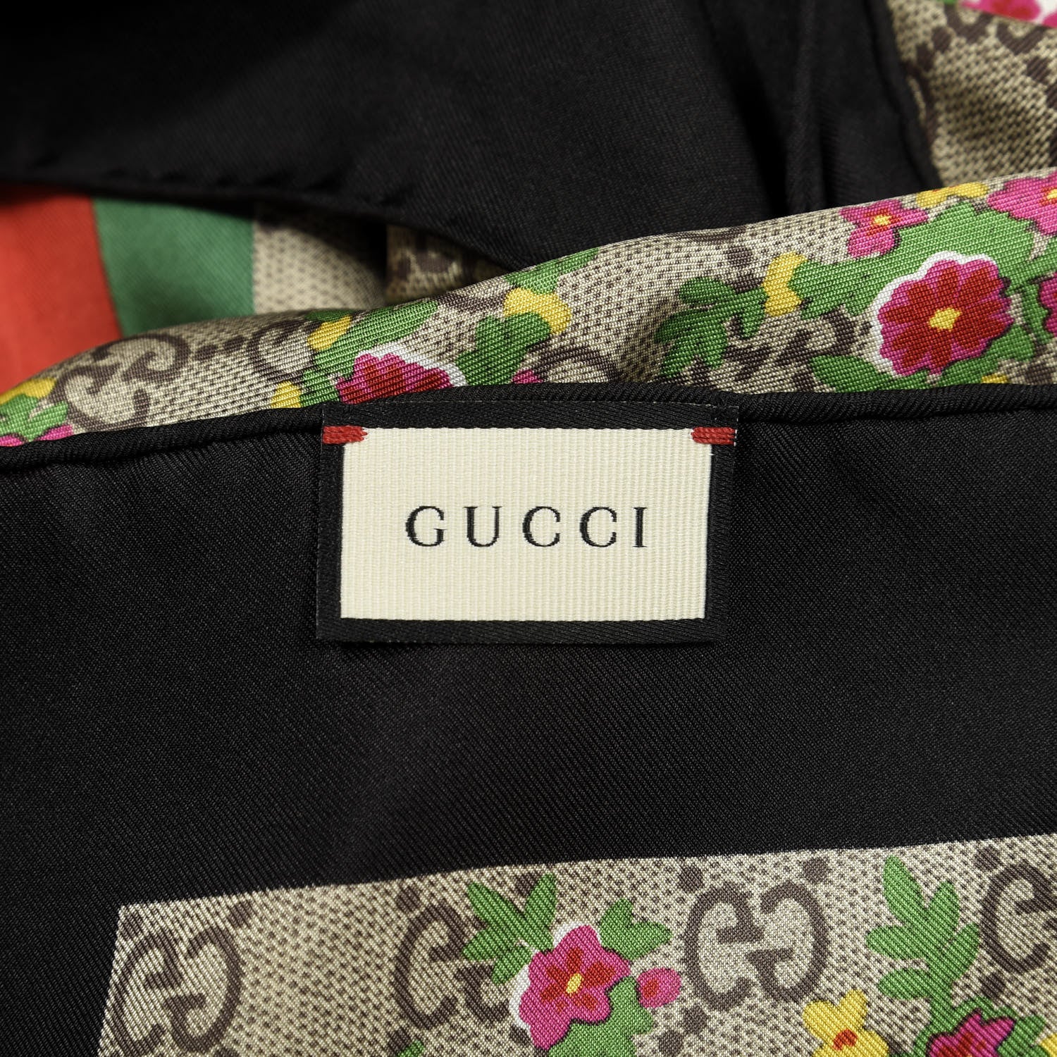Gucci Silk Monogram Floral Web Square Scarf Black Multicolor 3 of 4