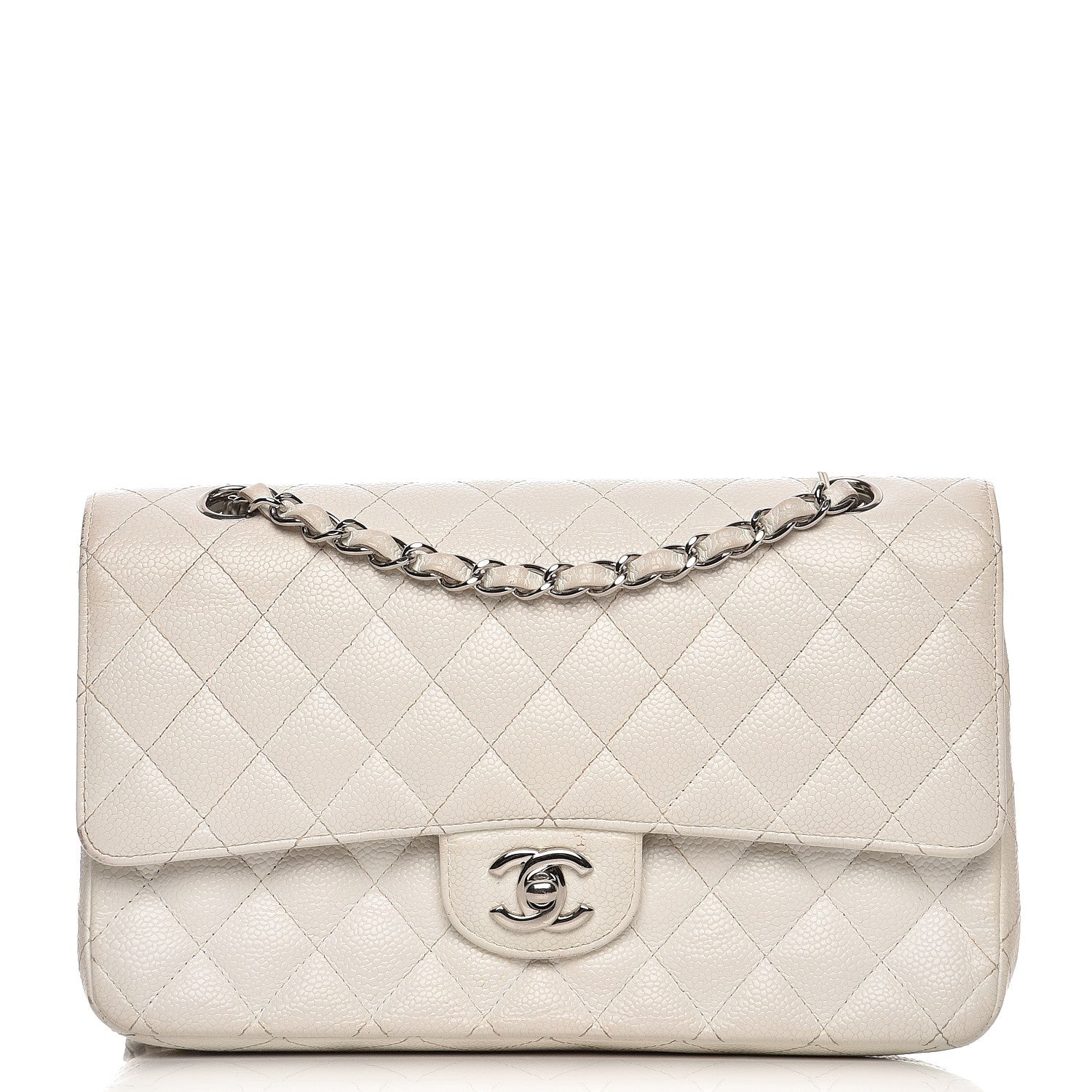 Chanel Caviar Quilted Medium Double Flap White 1 of 18