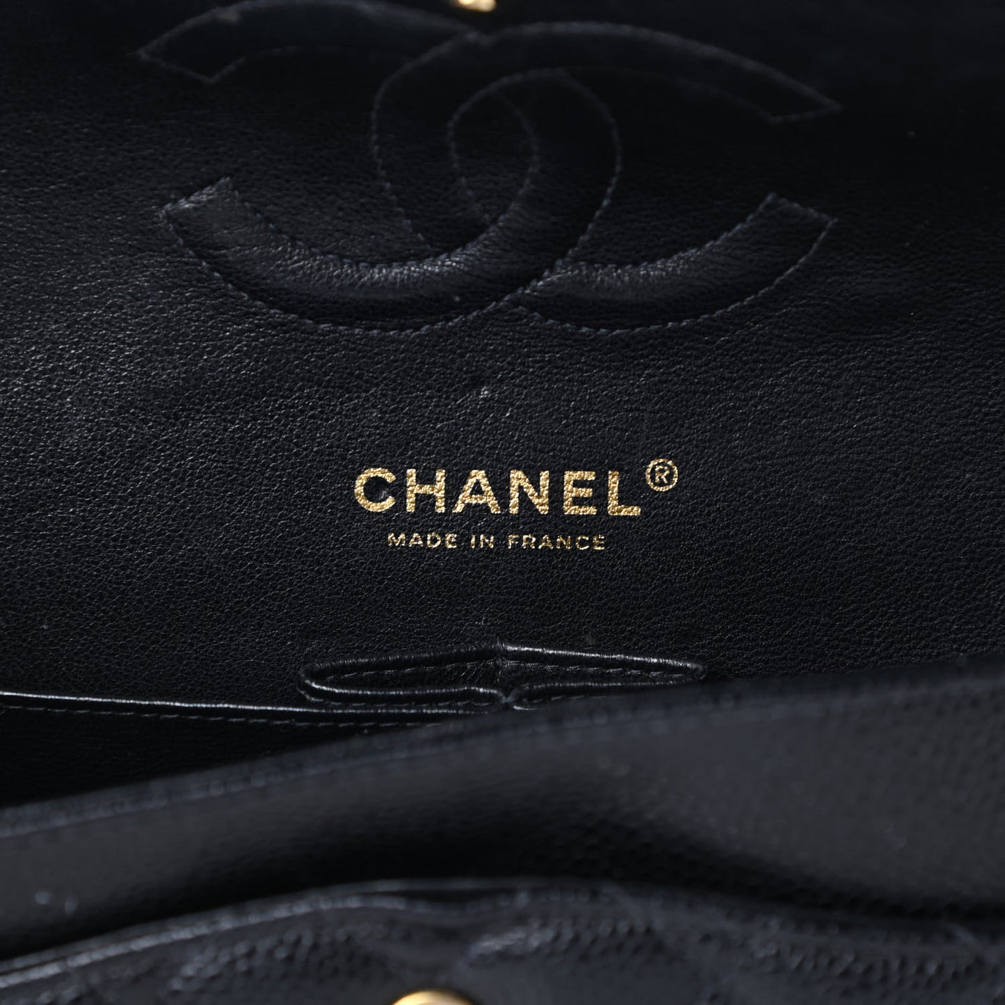 Caviar Quilted Medium Double Flap Black