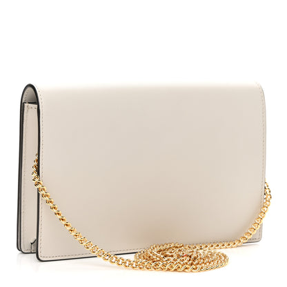 Fendi Vitello King Tamponato Logo Embossed Medium Wallet On Chain White Ice 3 of 9