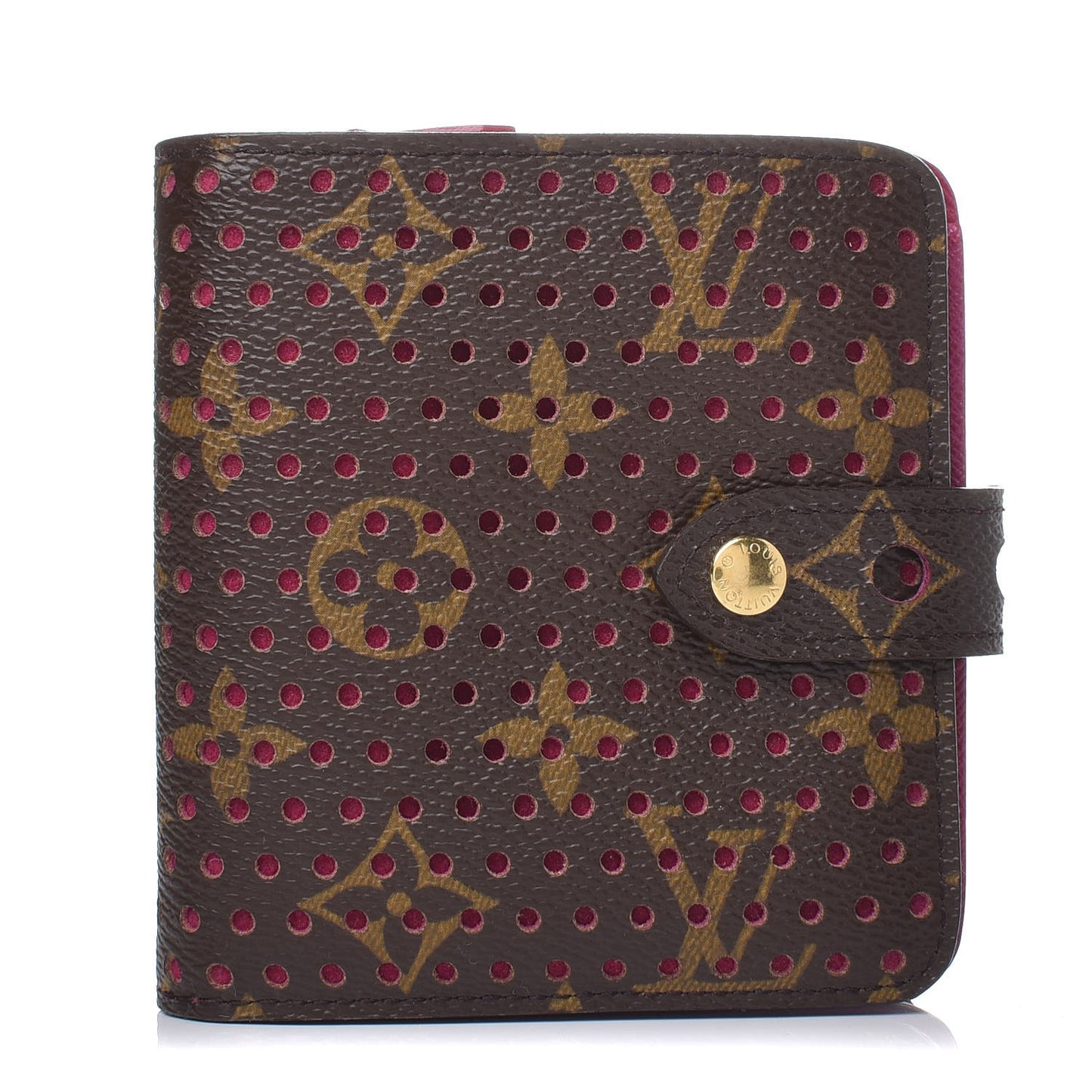 Monogram Perforated Compact Zipped Wallet Fuchsia