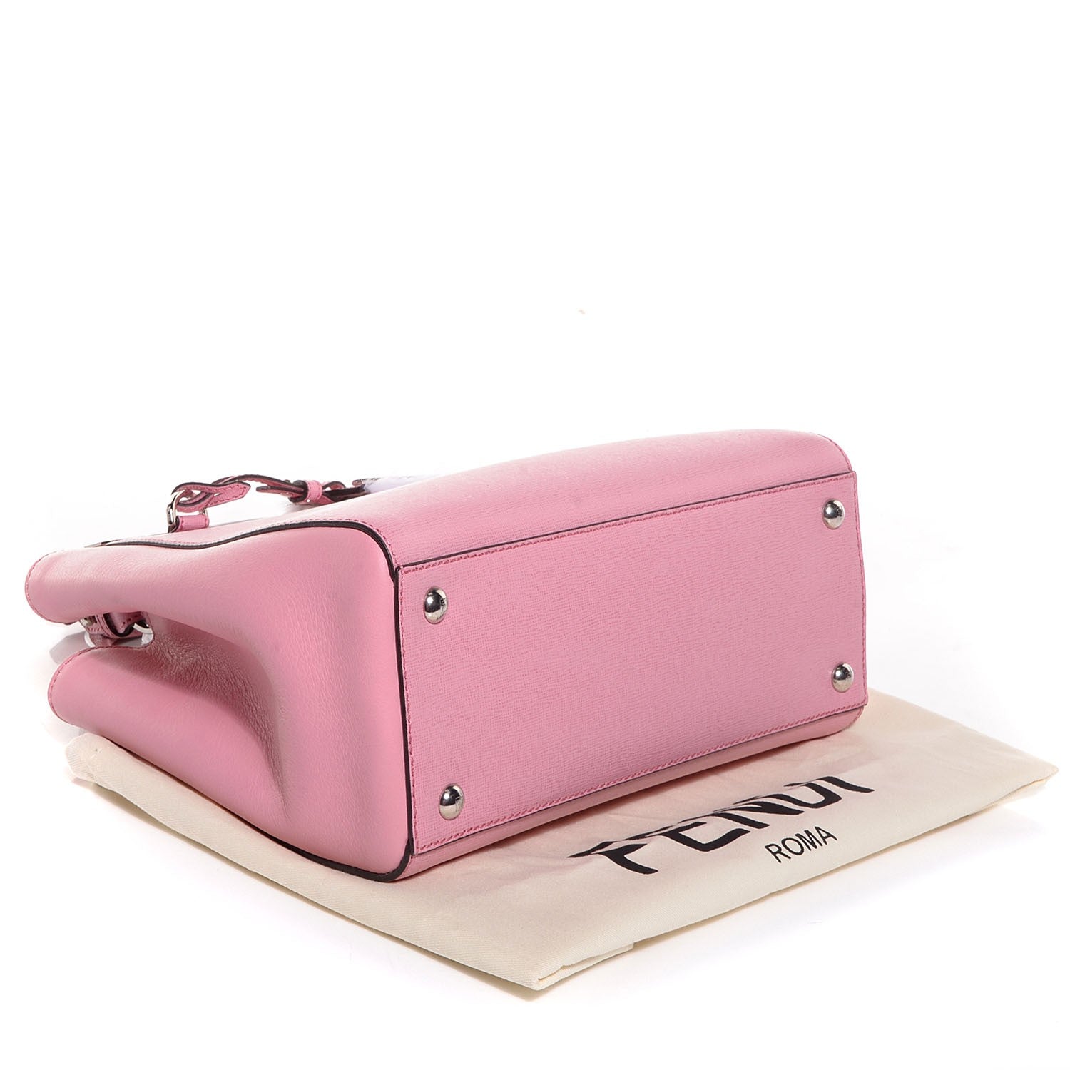 Fendi Vitello Elite Flamingo Mink Monster Charm Petite 2Jours Tote Pink Multicolor 4 of 9