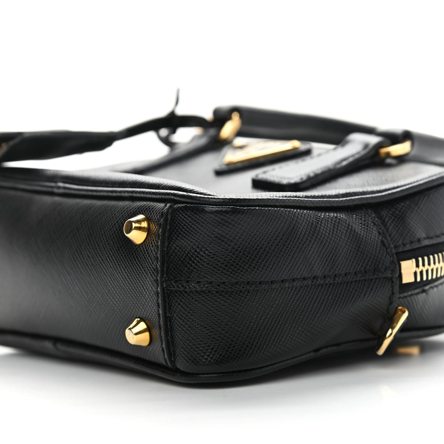 Saffiano Lux Mini Top Handle Crossbody Bag Black