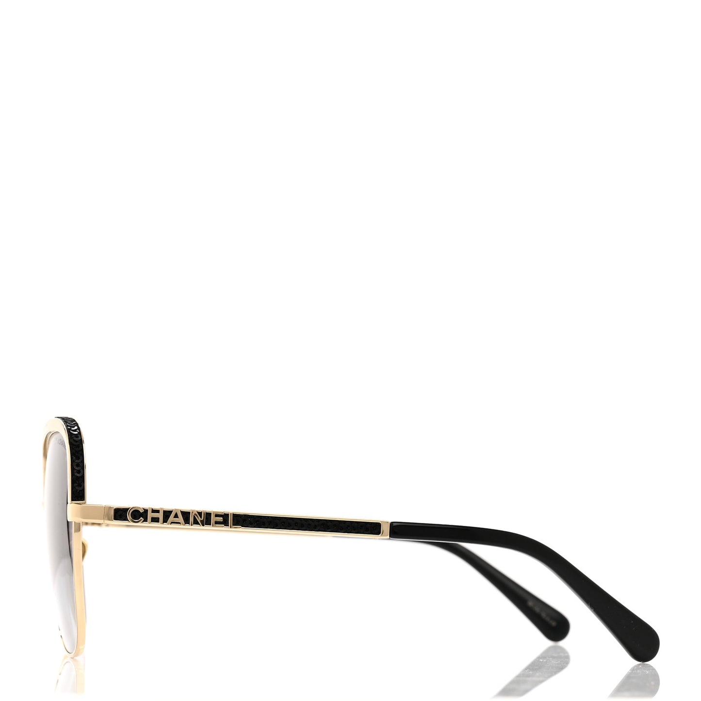 Square Frame Sequin Sunglasses 4270 Gold Black
