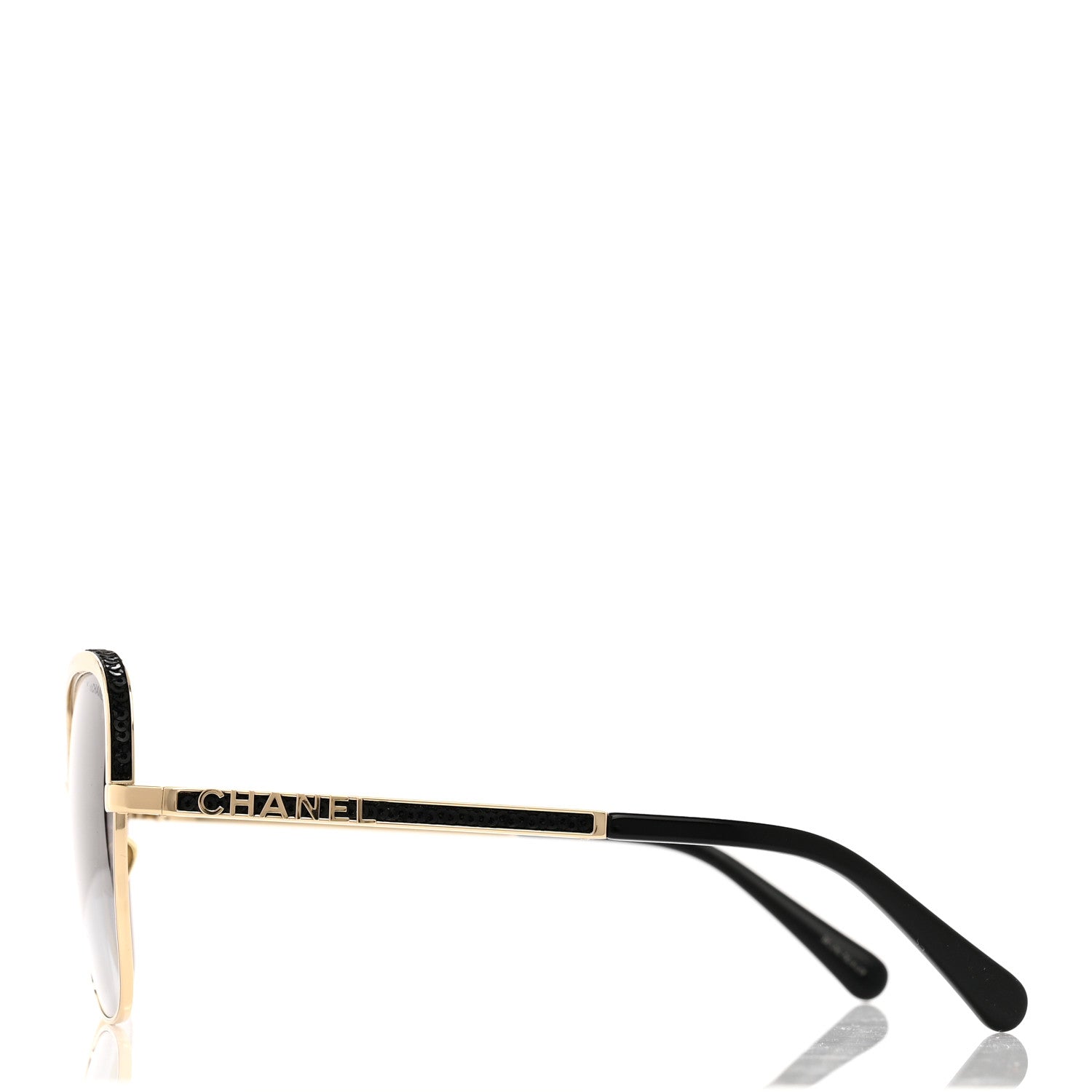 Chanel Square Frame Sequin Sunglasses 4270 Gold Black 3 of 6