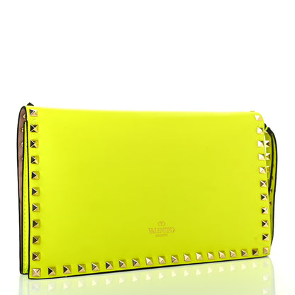 Valentino Garavani Nappa Rockstud Wristlet Clutch Yellow Fluo 3 of 11