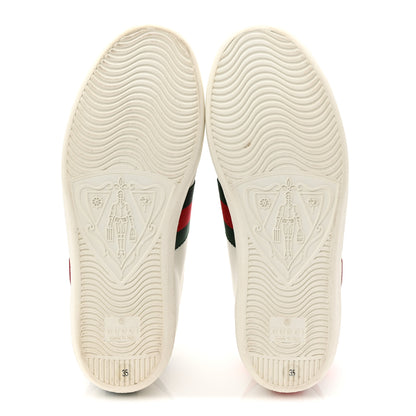 Gucci Calfskin Web Heart Embroidered Womens Ace Sneakers 35 White 6 of 10