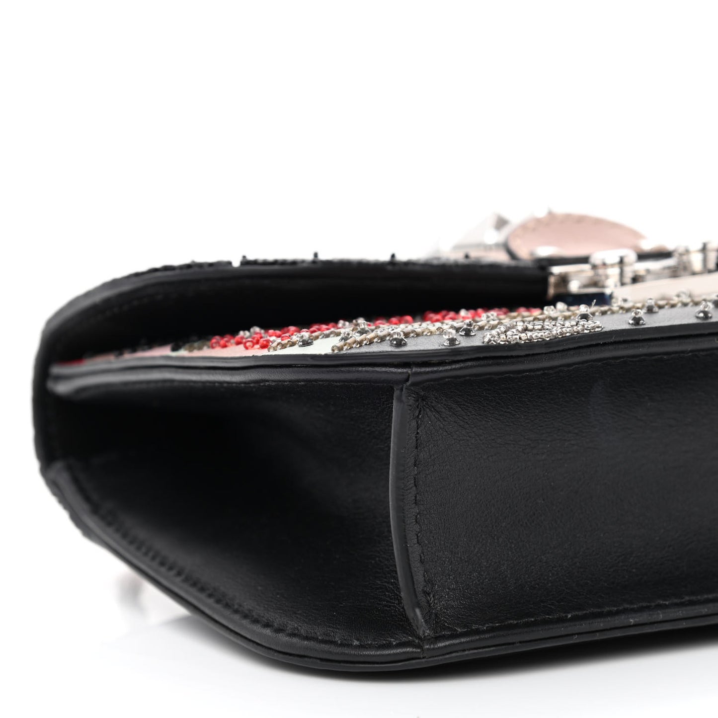 Vitello Beaded Geometric Patch Small Glam Lock Rockstud Flap Multicolor