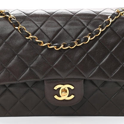 Chanel Lambskin Quilted Medium Double Flap Dark Brown 9 of 14