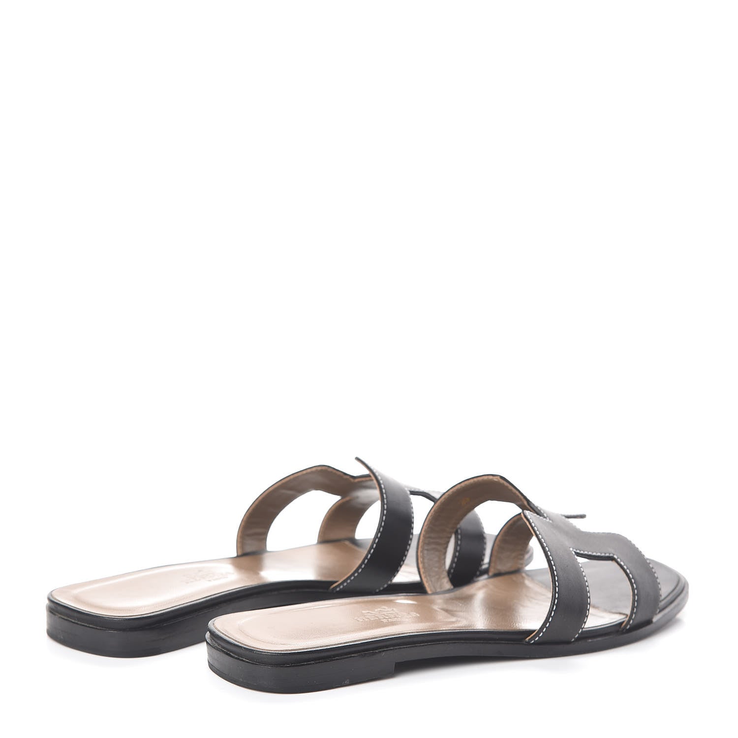 Hermes Box Calfskin Oran Sandals 39 Black 4 of 7