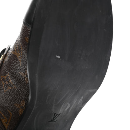 Louis Vuitton Monogram Calfskin Wonderland Flat Ranger Boots 40 Black 10 of 11