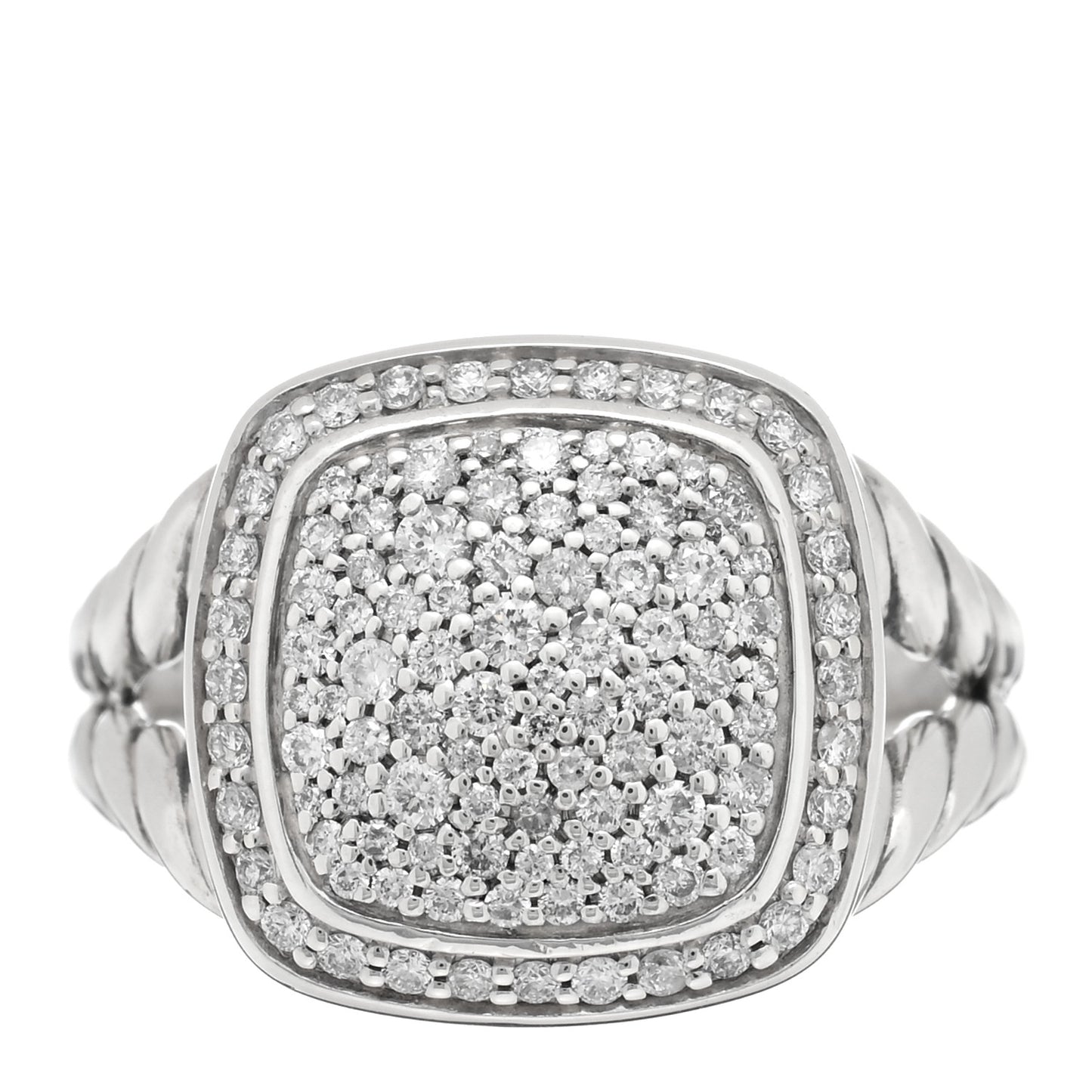 Sterling Silver Diamond 11mm Albion Pave Ring 54 7