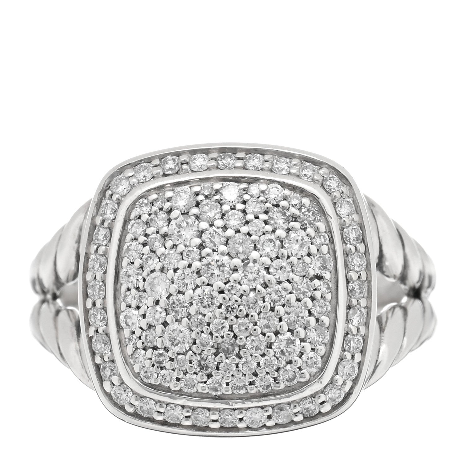 David Yurman Sterling Silver Diamond 11mm Albion Pave Ring 54 7 1 of 5