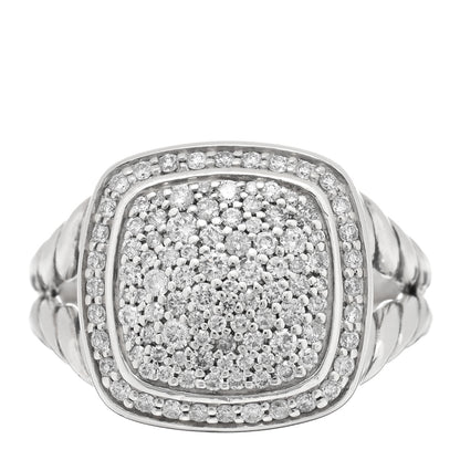 David Yurman Sterling Silver Diamond 11mm Albion Pave Ring 54 7 1 of 5